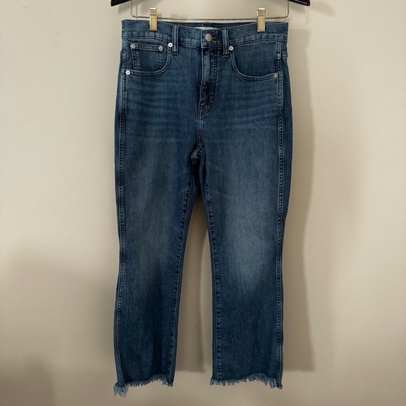 Madewell Cali Demi-Boot Frayed Leg Cotton Blend Jeans Size 28 - Picture 2 of 8